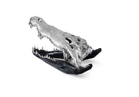 Crocodile Skull Black/Silver Leaf