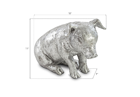 Sitting Piglet Silver Leaf