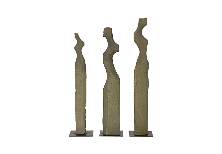 set view of the Phillips Collection Gray Cast Woman Sculpture Set three abstracted female forms in a dark gray finish