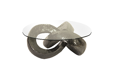 Trifoil Coffee Table Liquid Silver w/Glass