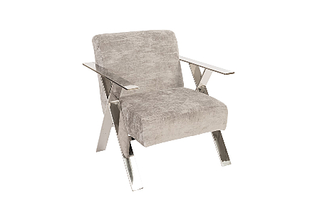 Allure Club Chair, Diva Gray  Stainless Steel Frame