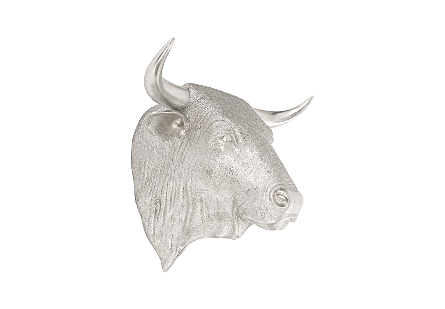 Spanish Fighting Bull Wall Art Resin, Silver Leaf