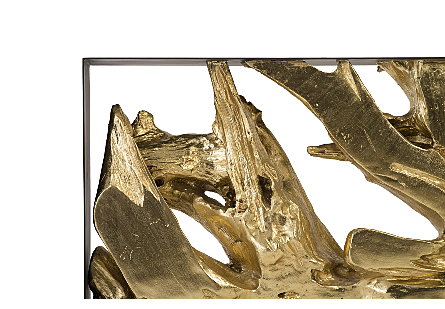 Cast Root Metal Framed Console Table Resin, Gold Leaf, LG