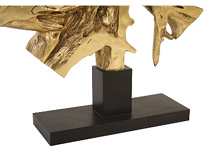 Cast Teak Root Sculpture On Base Gold leaf