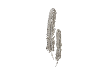 Feathers Wall Art Large, Silver Leaf, Set of 2