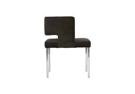 Raffia Dining Chair Black, Stainless Steel Legs