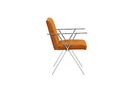 Allure Dining Chair Quilted Orange, Stainless Steel Frame 