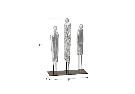 Robed Monk Trio Sculpture Silver Leaf