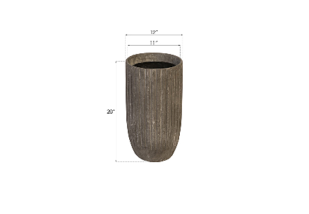 Fluted Planter Small, Gray