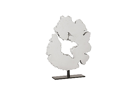 Lava Slice Sculpture on Stand Resin, Stainless Steel