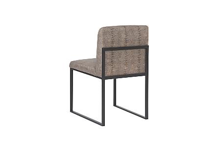 Frozen Dining Chair Python Gold Fabric, Matte Black Metal Frame