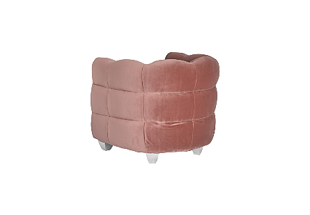 Cloud Club Chair Coral Pink Fabric, Stainless Steel Legs