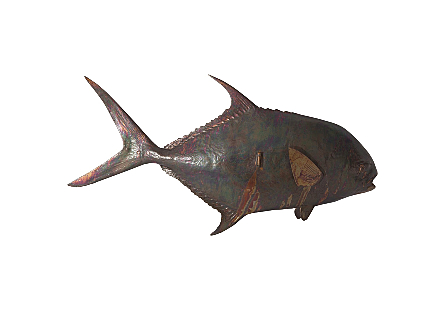 Permit Fish Wall Sculpture Resin, Copper Patina Finish