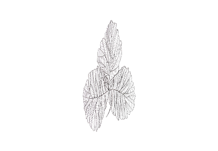 Tri Leaf Wall Art Medium, Metal, Silver/Black