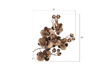 Orchid Sprig Wall Art Medium, Metal, Copper/Black