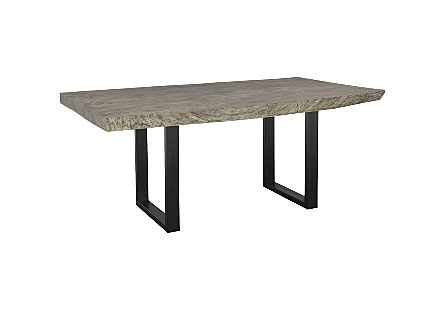 Origins Dining Table Live Edge, Gray Stone, Satin Black Legs