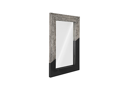 Geometry Wood Mirror Gray Stone, Black