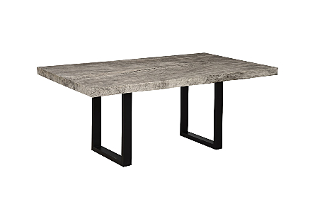 Origins Dining Table Straight Edge, Gray Stone, Satin Black Legs