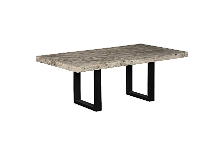 Origins Dining Table Straight Edge, Gray Stone, Satin Black Legs