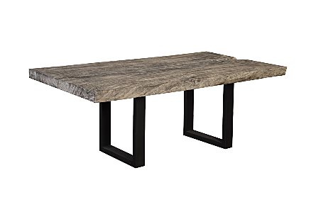 Origins Dining Table Straight Edge, Gray Stone, Satin Black Legs