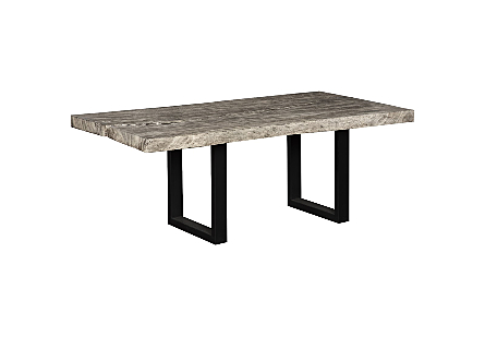 Origins Dining Table Straight Edge, Gray Stone, Satin Black Legs