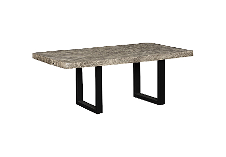 Origins Dining Table Straight Edge, Gray Stone, Satin Black Legs