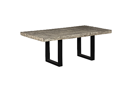 Origins Dining Table Straight Edge, Gray Stone, Satin Black Legs