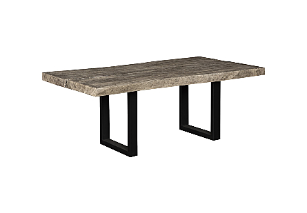 Origins Dining Table Straight Edge, Gray Stone, Satin Black Legs