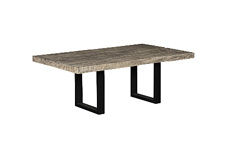 Origins Dining Table Straight Edge, Gray Stone, Satin Black Legs