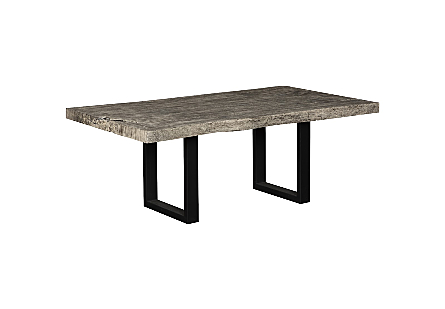 Origins Dining Table Straight Edge, Gray Stone, Satin Black Legs