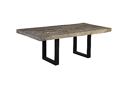 Origins Dining Table Live Edge, Gray Stone, Satin Black Legs