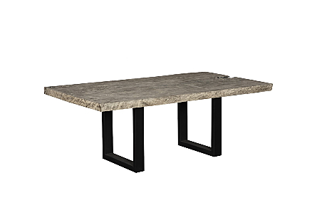 Origins Dining Table Straight Edge, Gray Stone, Satin Black Legs