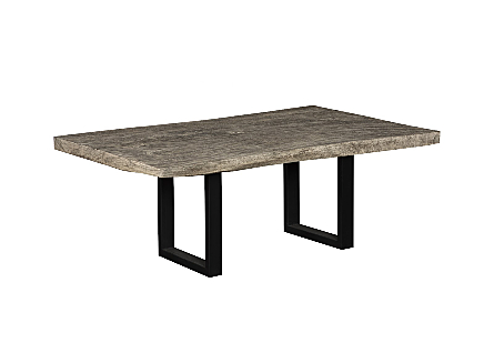 Origins Dining Table Straight Edge, Gray Stone, Satin Black Legs