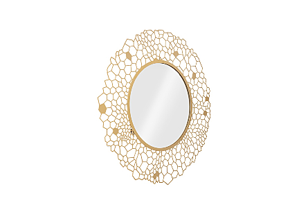 Round Honeycomb Mirror Brass