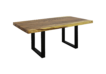 Origins Dining Table Straight Edge, Natural, Satin Black Legs