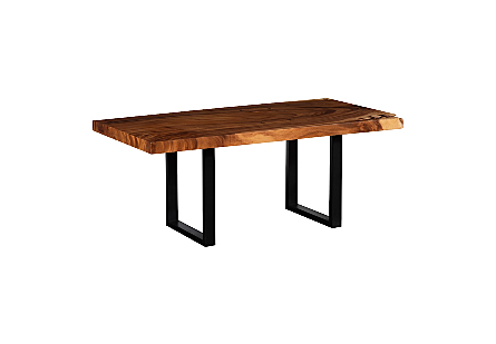 Origins Dining Table Straight Edge, Natural, Satin Black Legs