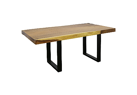 Origins Dining Table Straight Edge, Natural, Satin Black Legs