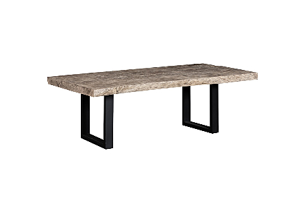 Origins Dining Table Straight Edge, Gray Stone, Satin Black Legs