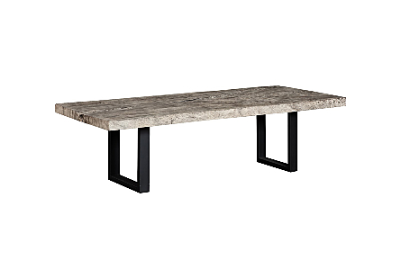 Origins Dining Table Straight Edge, Gray Stone, Satin Black Legs