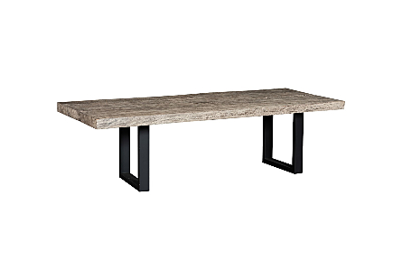 Origins Dining Table Straight Edge, Gray Stone, Satin Black Legs