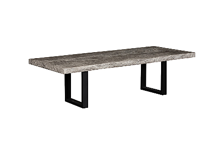 Origins Dining Table Straight Edge, Gray Stone, Satin Black Legs