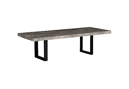 Origins Dining Table Straight Edge, Gray Stone, Satin Black Legs