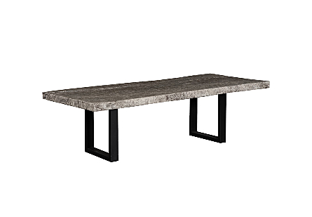 Origins Dining Table Straight Edge, Gray Stone, Satin Black Legs