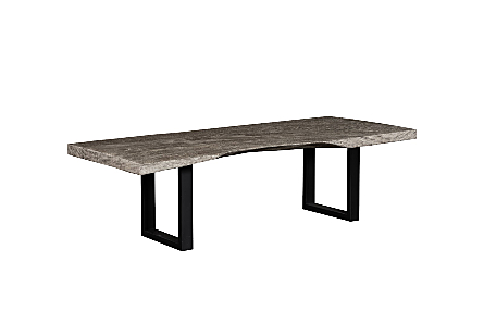 Origins Dining Table Straight Edge, Gray Stone, Satin Black Legs