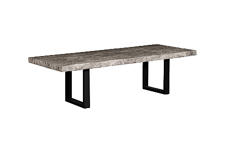 Origins Dining Table Straight Edge, Gray Stone, Satin Black Legs