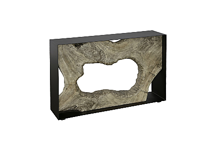 Framed Console Table Gray Stone