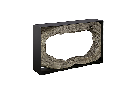 Framed Console Table Gray Stone