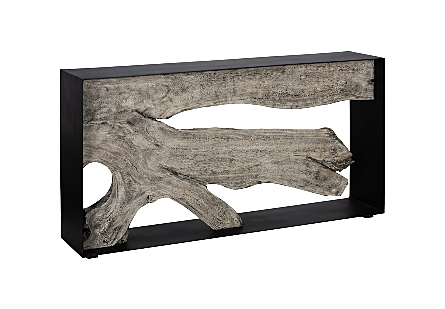 Framed Console Table Gray Stone