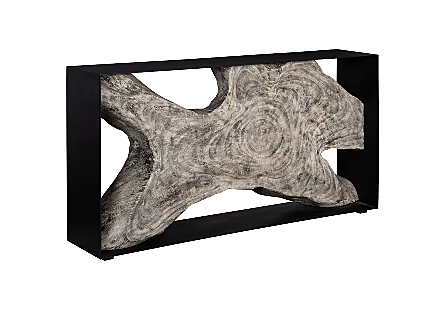 Framed Console Table Gray Stone