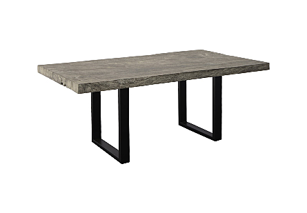 Origins Dining Table Straight Edge, Gray Stone , Satin Black Legs